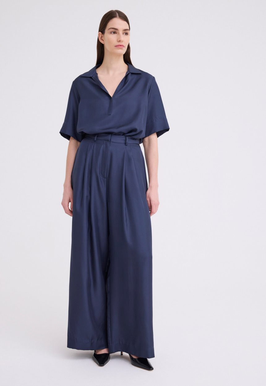 Jac + Jack Poirot Silk Twill Pant - Sly Blue